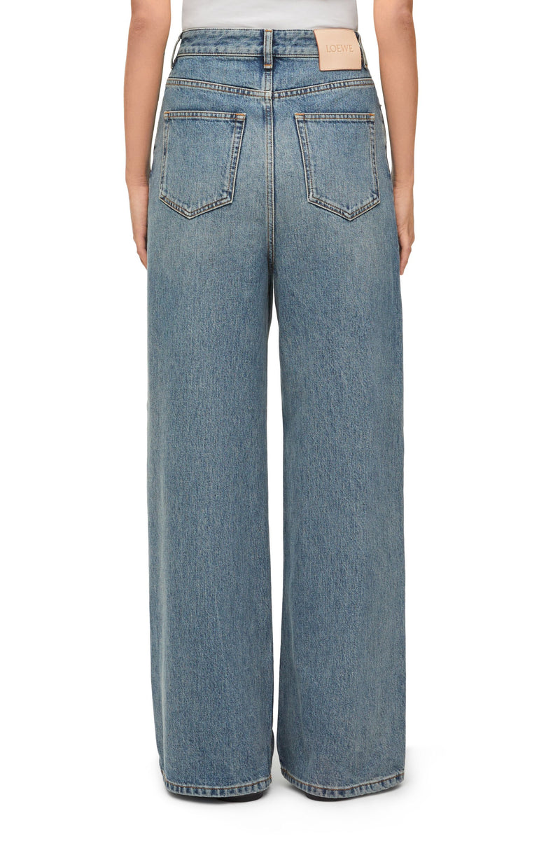 Jean taille haute en denim Bleu Délavé LOEWE