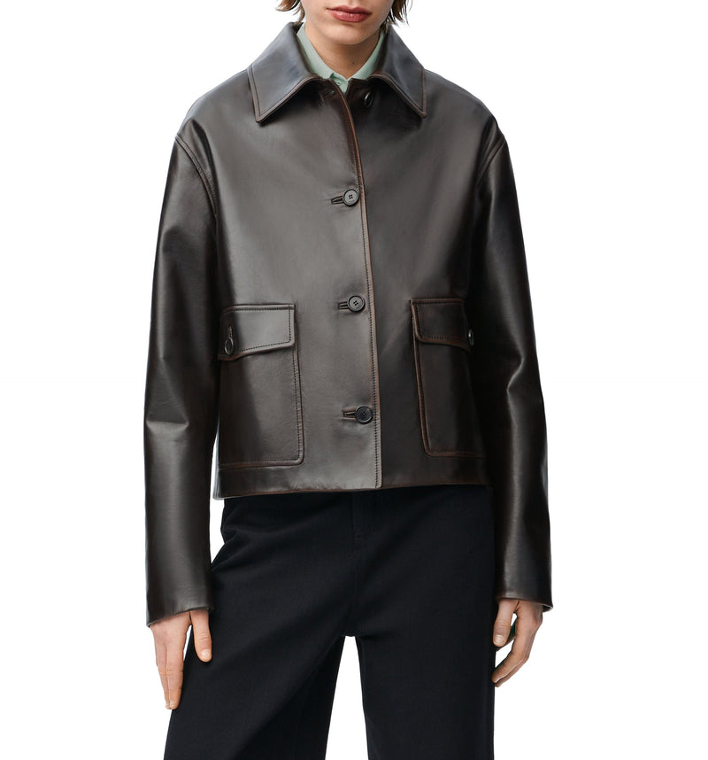 Veste en cuir de veau nappa Ébène(Marron Foncé) LOEWE