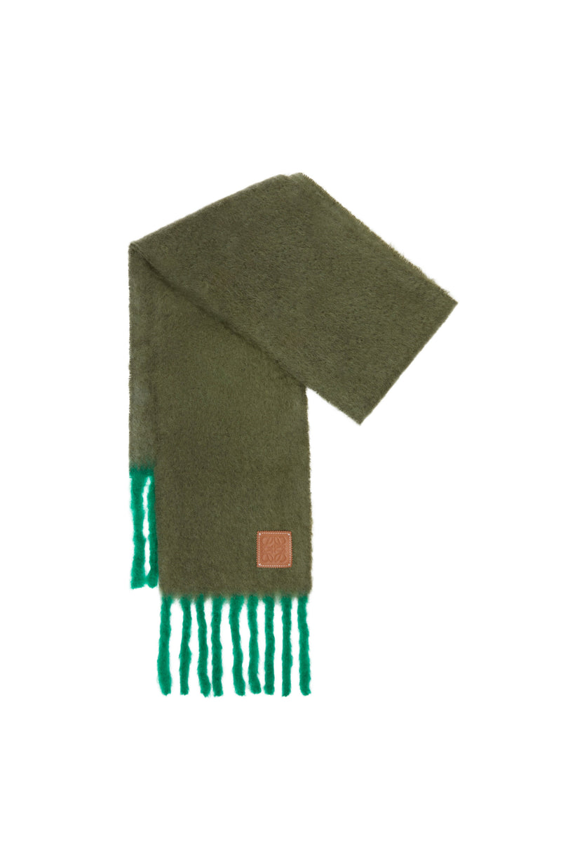 Wool scarf and mohaire Green Kaki Loewe