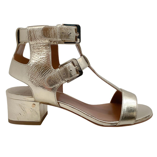 Sandals "Daho in golden laminated leather" Laurence Dacade