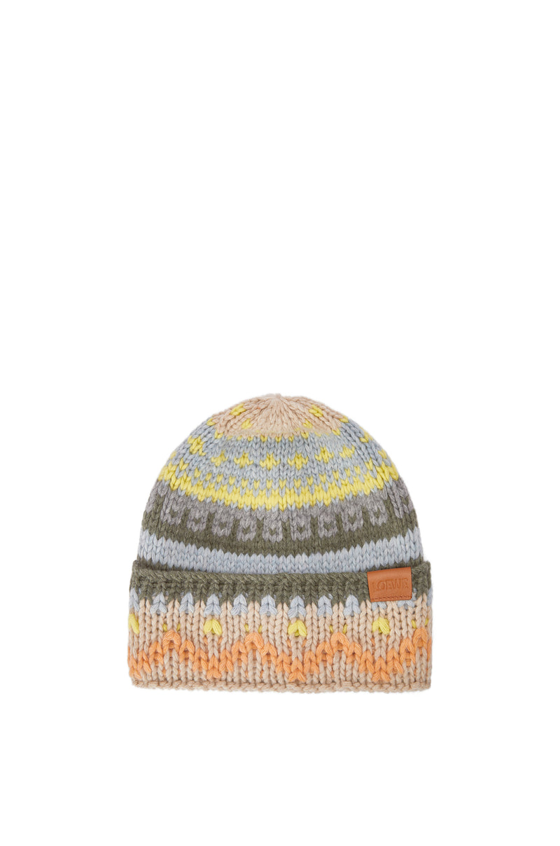 Bonnet en laine Beige/Multicolore LOEWE