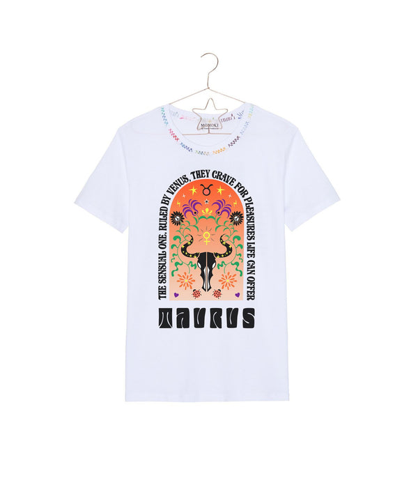 T-shirt "Astro Taureau Blanc/ Multicolore" MONOKI