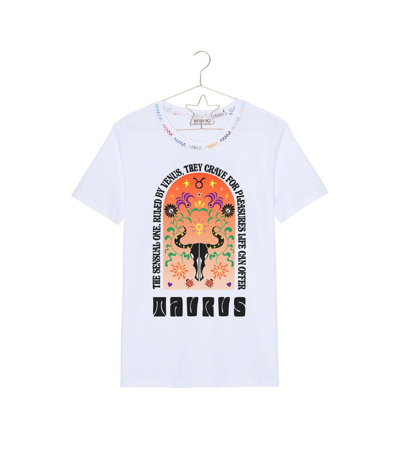 T-shirt "Astro Taureau Blanc/ Multicolore" MONOKI
