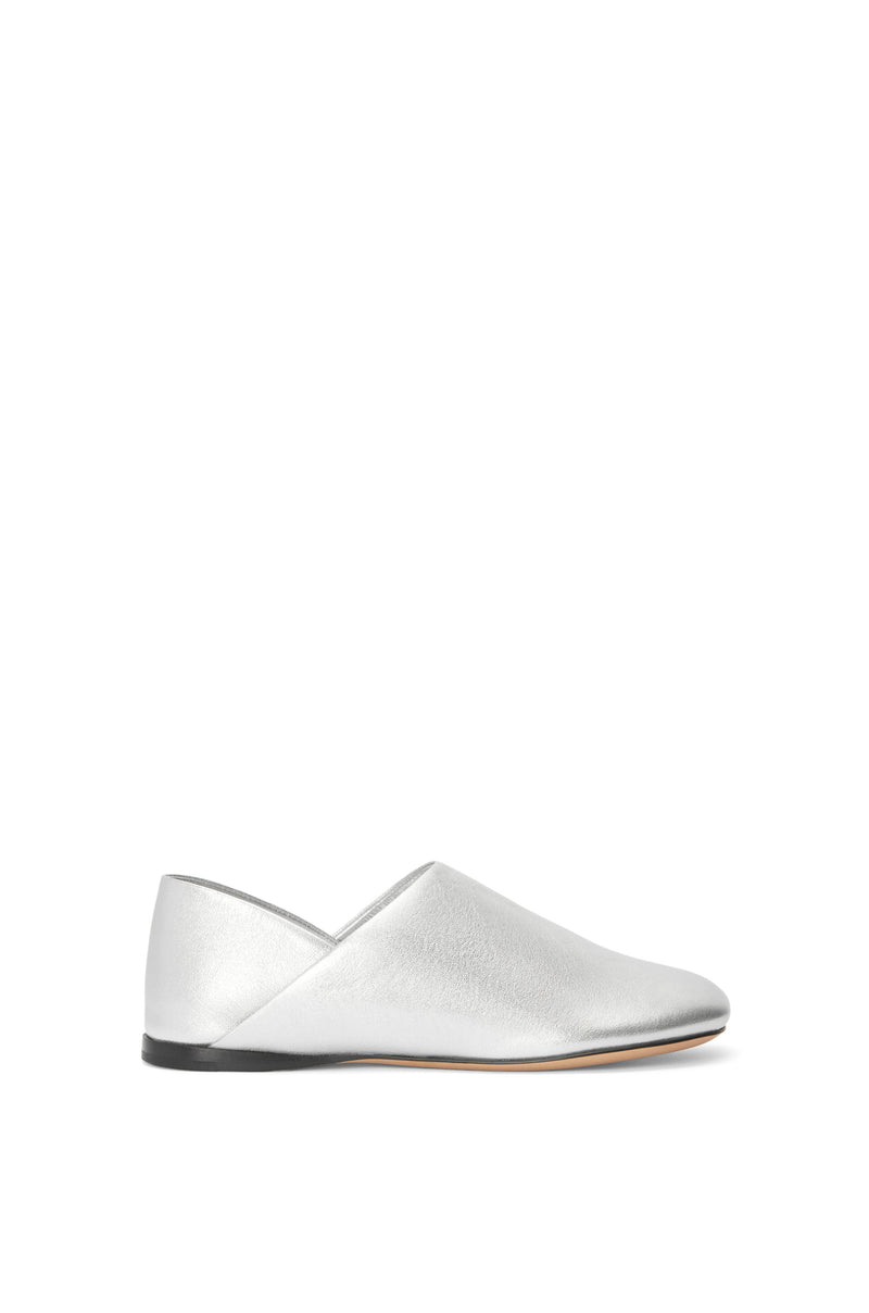 Mocassins Toy en cuir d'agneau laminé Argent LOEWE