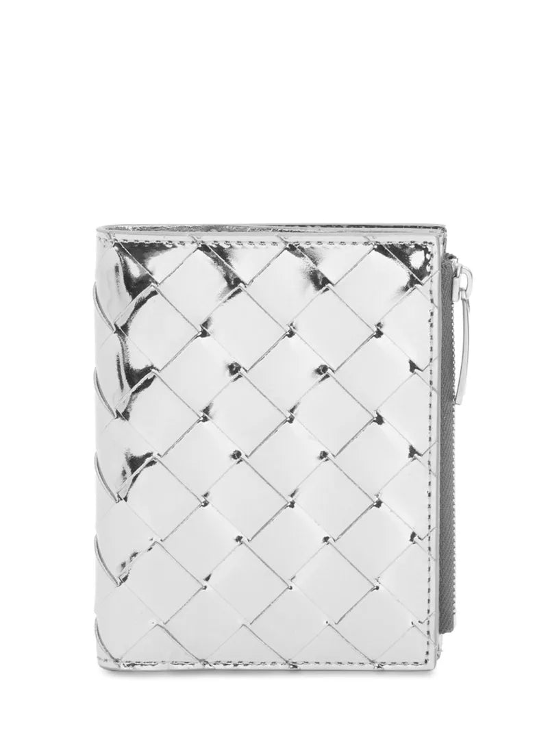 Zipped Bi-Fold Intrecciato Silver portfolio BOTTEGA VENETA