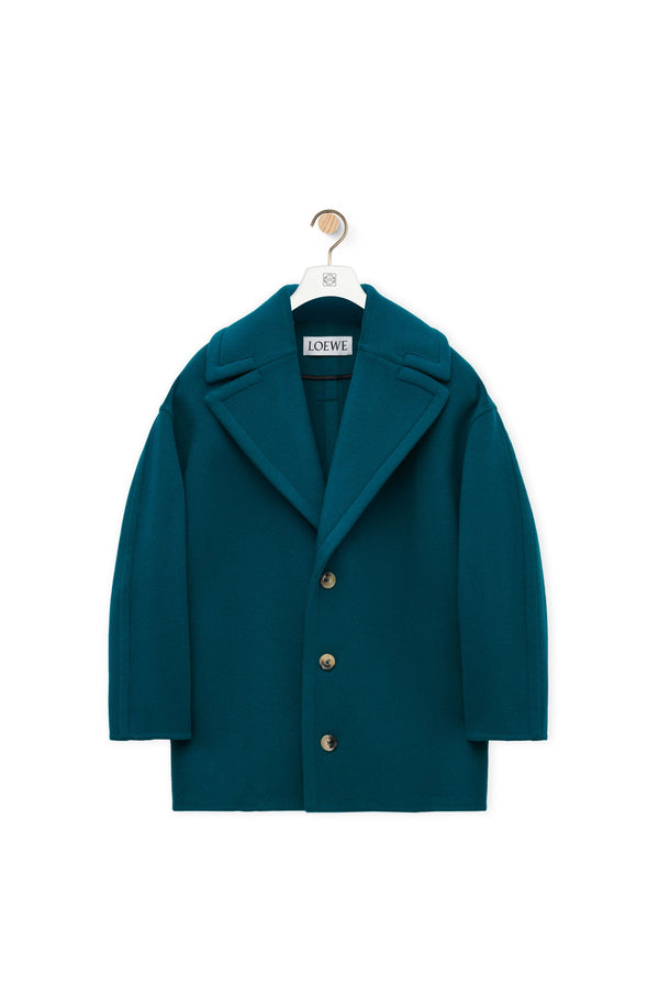 Manteau court en laine Vert Foncé LOEWE