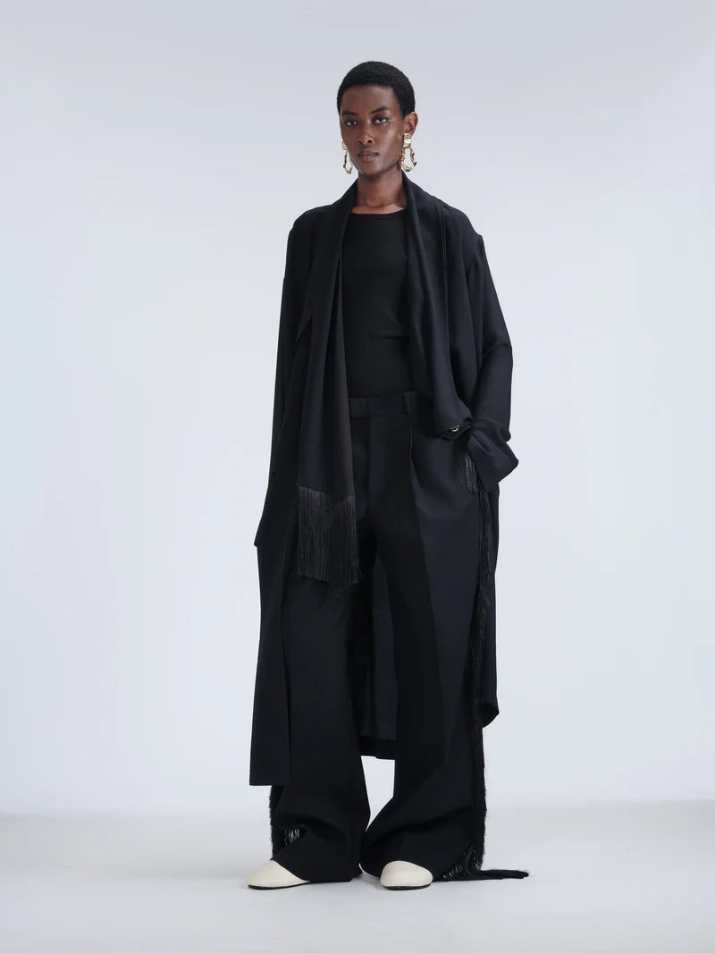 Robe peignoir en crêpe Noir CARVEN