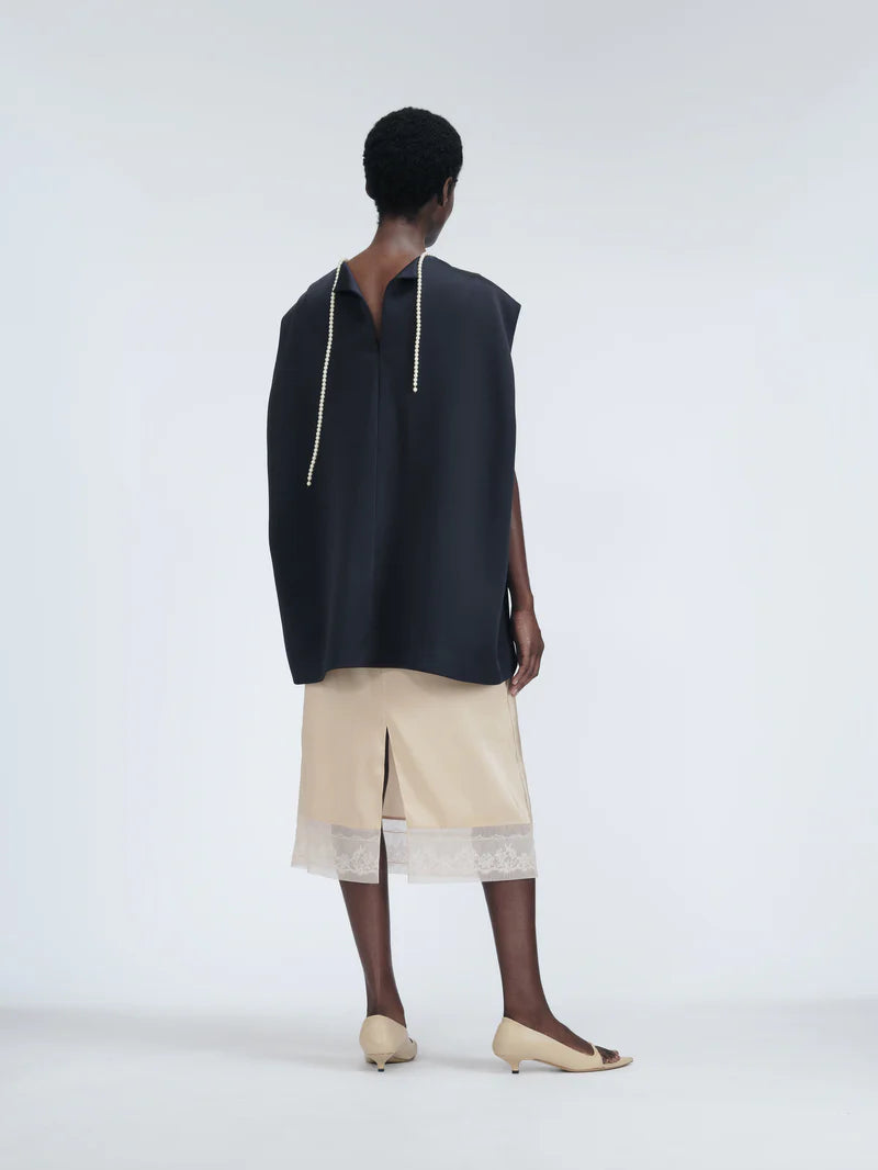 Top cocoon in double satin midnight carven