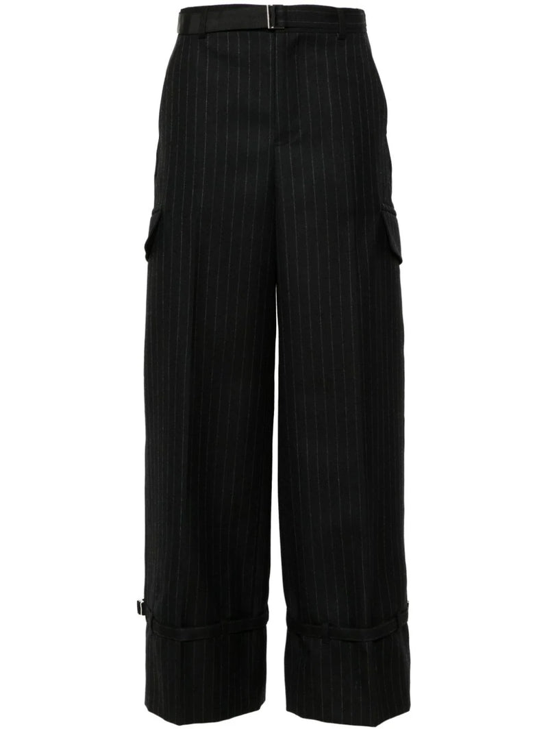 Pantalon à fines rayures Noir/ Blanc SACAI