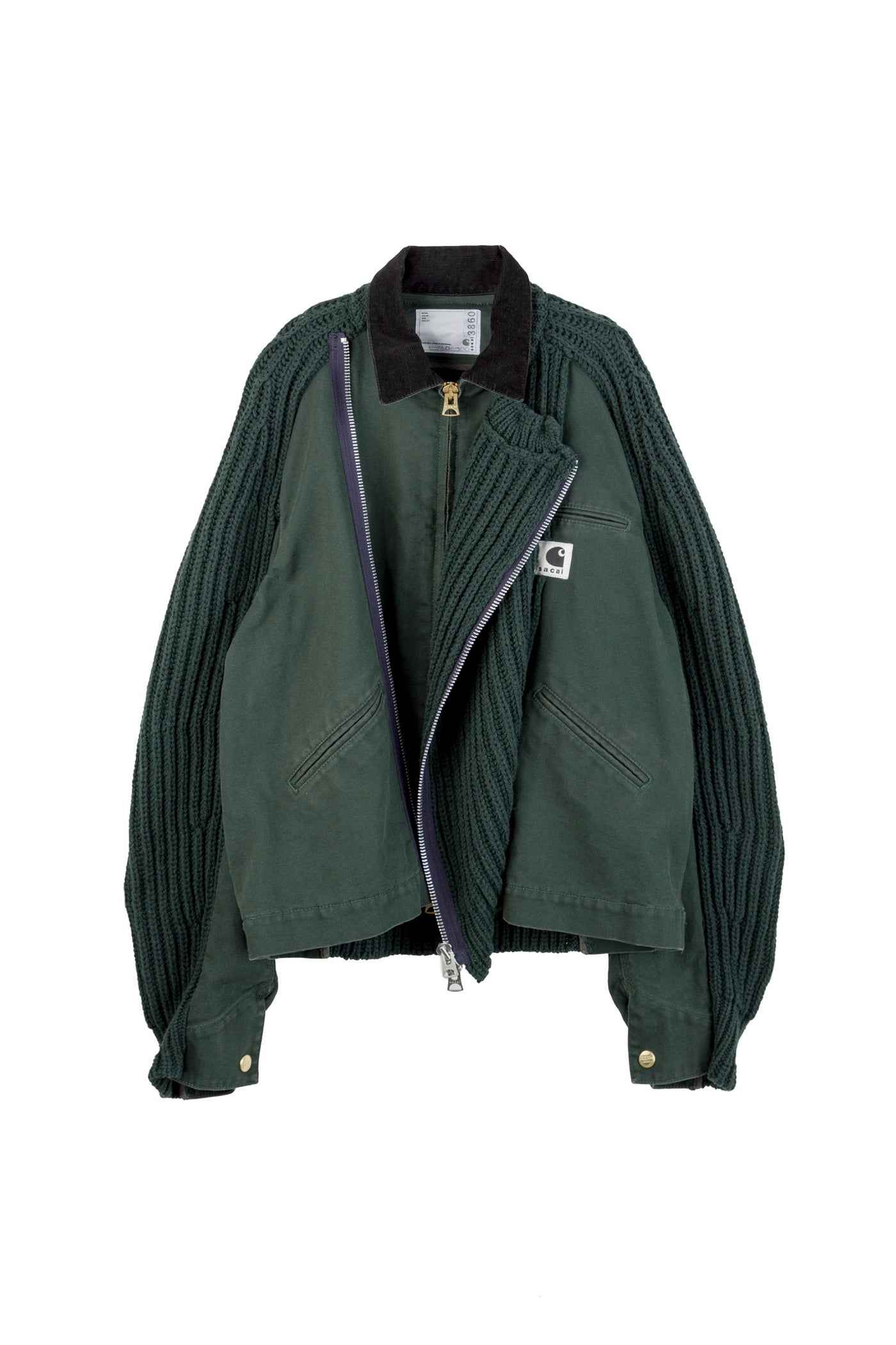 Veste en laine mélangée verte Washed Duck x Wool Knit 