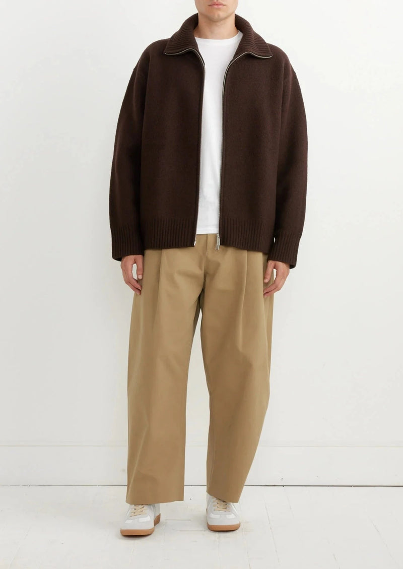 Zipped cardigan "Iwaki Espresso Marron" Studio Nicholson