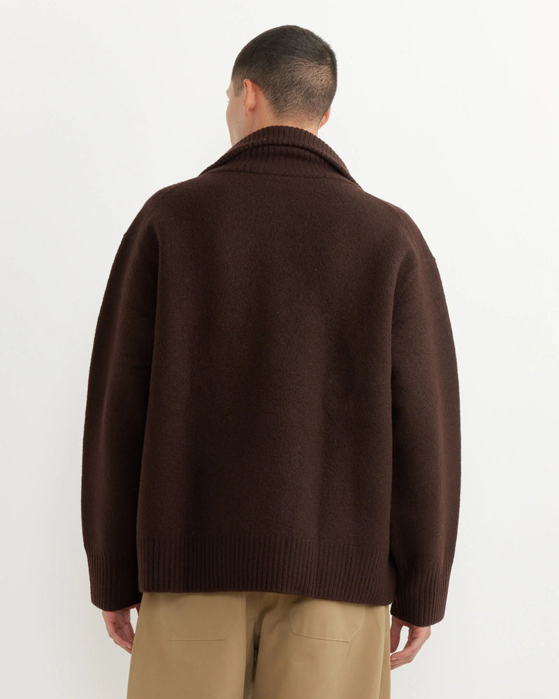 Zipped cardigan "Iwaki Espresso Marron" Studio Nicholson