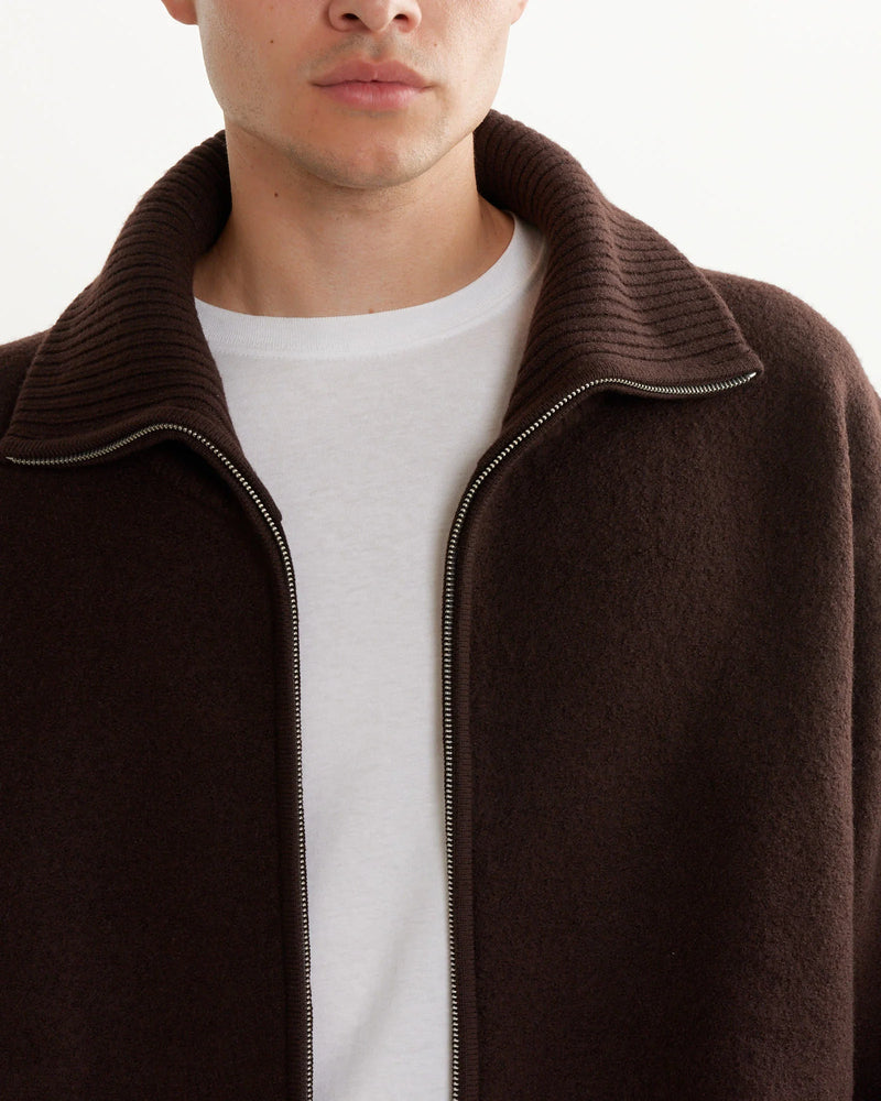 Zipped cardigan "Iwaki Espresso Marron" Studio Nicholson