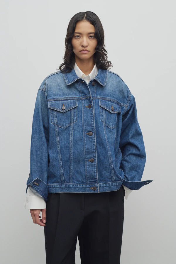 "SEBILIA Tired blue cotton jacket" The Row