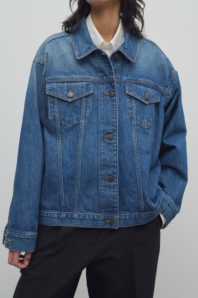 "SEBILIA Tired blue cotton jacket" The Row