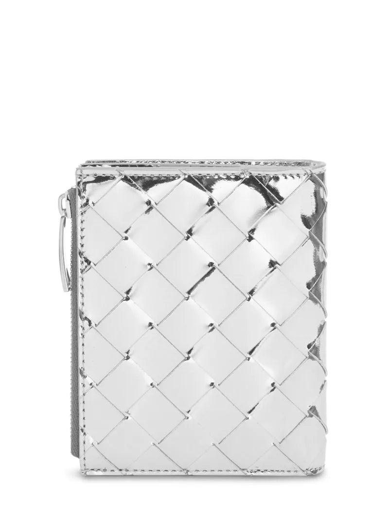 Zipped Bi-Fold Intrecciato Silver portfolio BOTTEGA VENETA