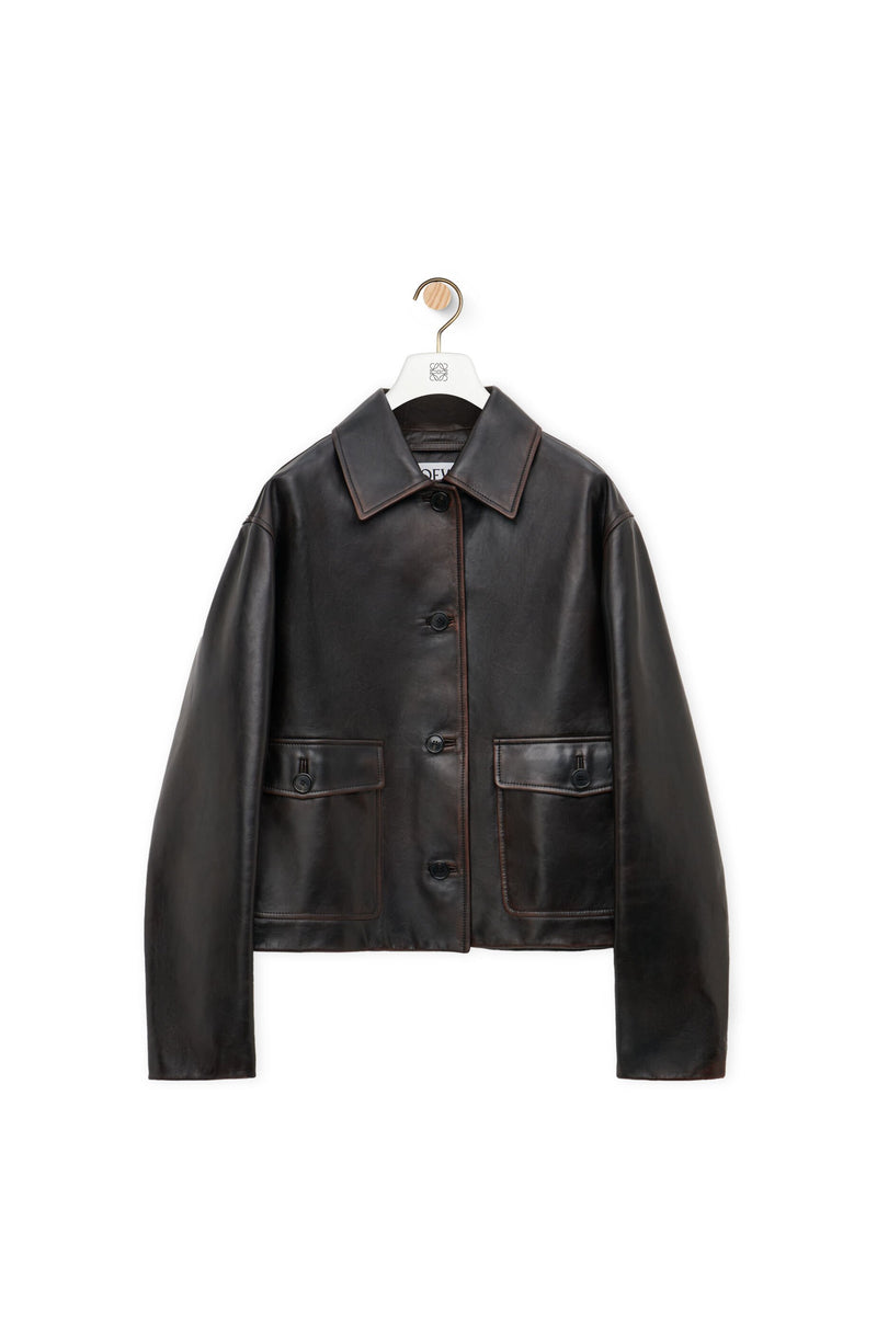 Veste en cuir de veau nappa Ébène(Marron Foncé) LOEWE