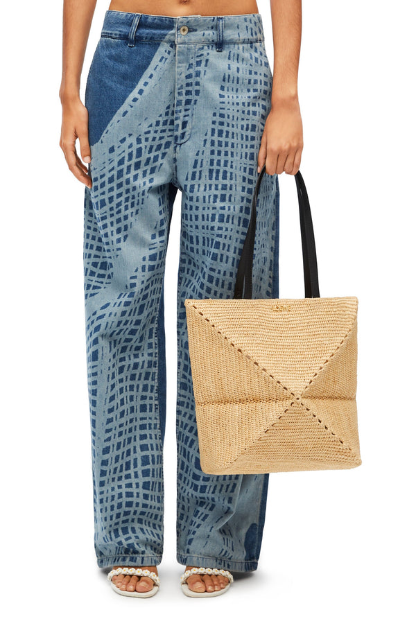 Sac "Puzzle Fold Tote moyen en raphia Naturel" LOEWE