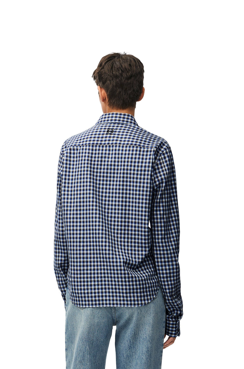 Folded shirt on the front in blue/white cotton/Black Loewe