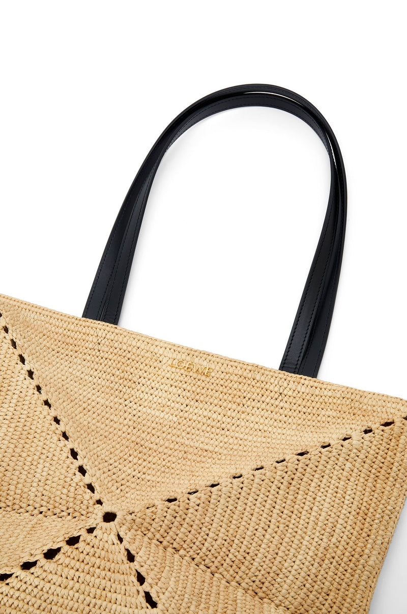 Sac "Puzzle Fold Tote moyen en raphia Naturel" LOEWE