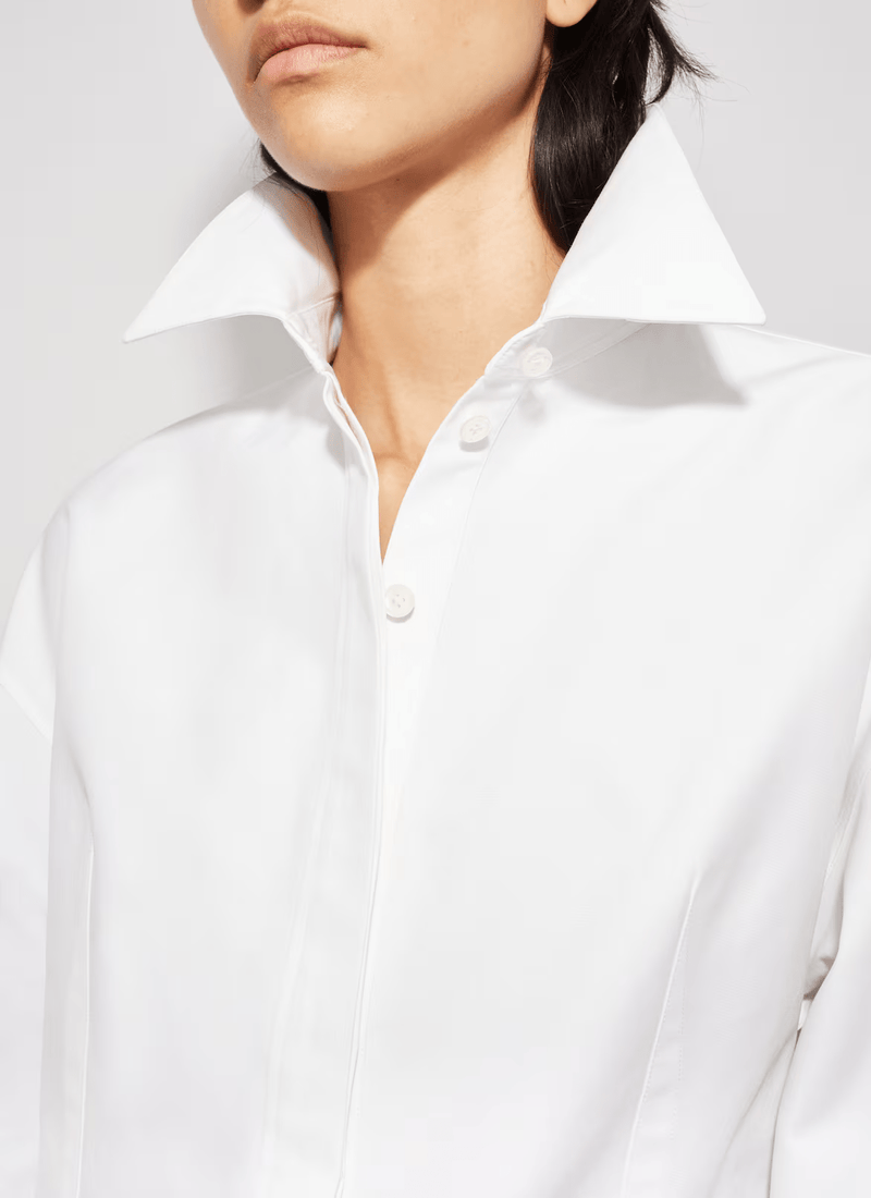 Robe chemise en popeline blanche ALAIA