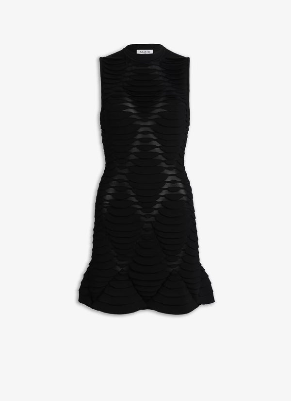 Short python effect mesh dress Black Alaia