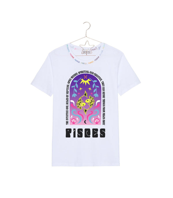 T-shirt "Astro Poisson Blanc/ Multicolore" MONOKI