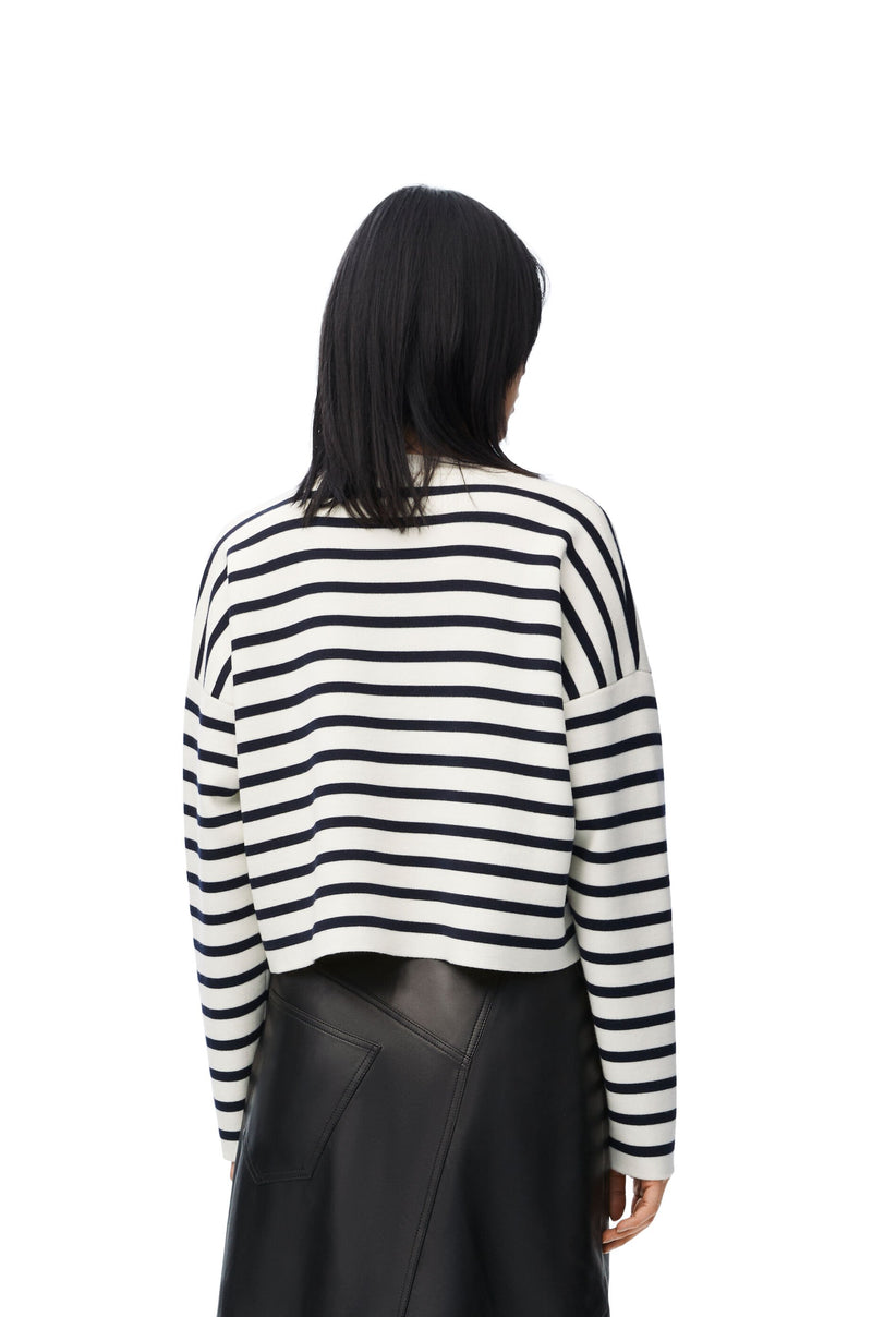 Pull Anagram en laine Blanc Cassé/ Bleu Marine LOEWE