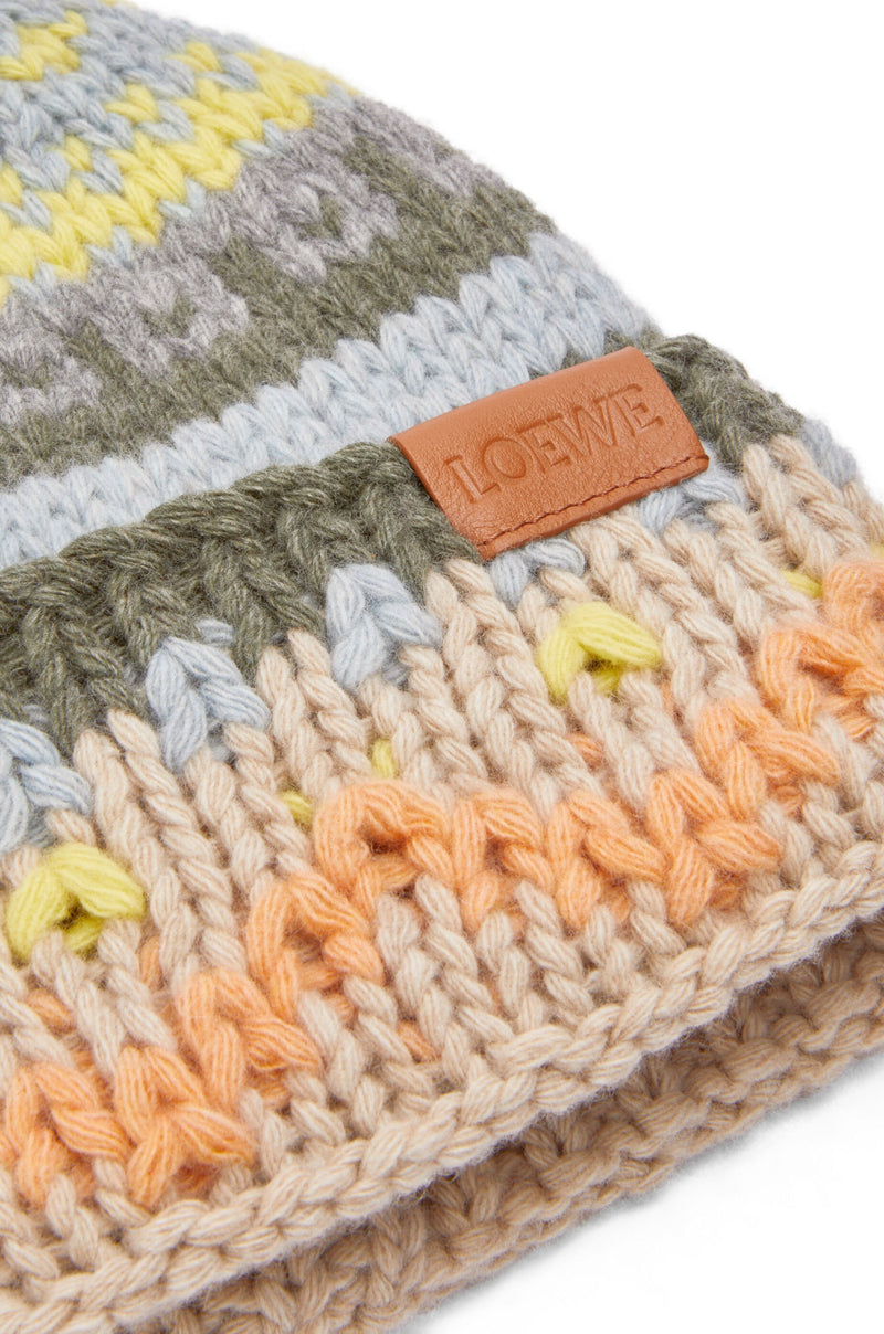 Bonnet en laine Beige/Multicolore LOEWE