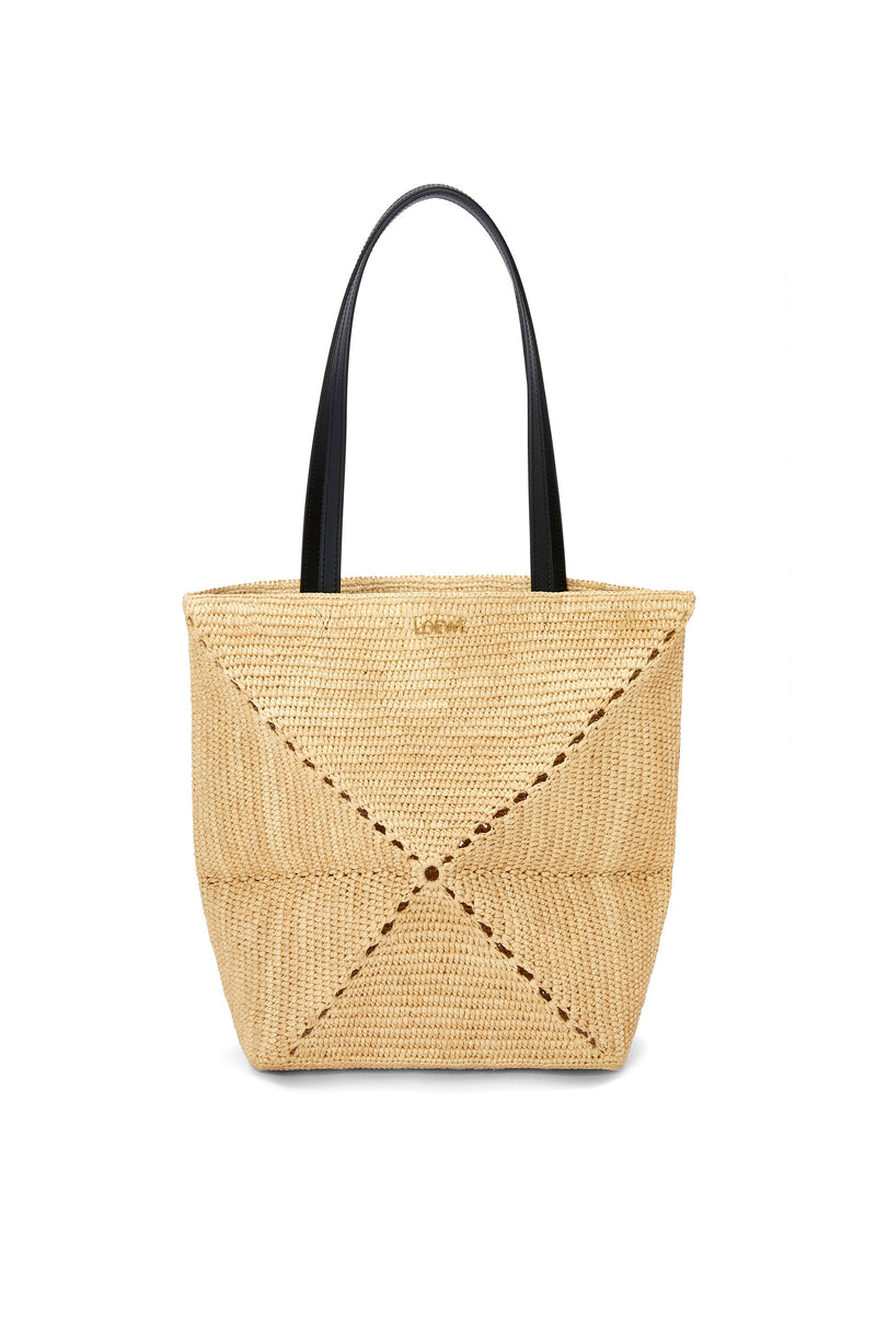 Sac "Puzzle Fold Tote moyen en raphia Naturel" LOEWE