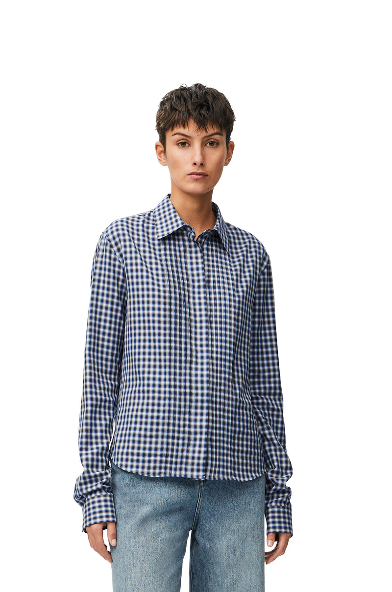 Folded shirt on the front in blue/white cotton/Black Loewe