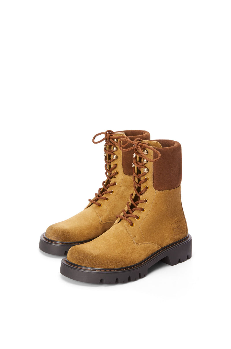 Boots "Rangers Sierra en cuir velours Marron/ Tabac" LOEWE