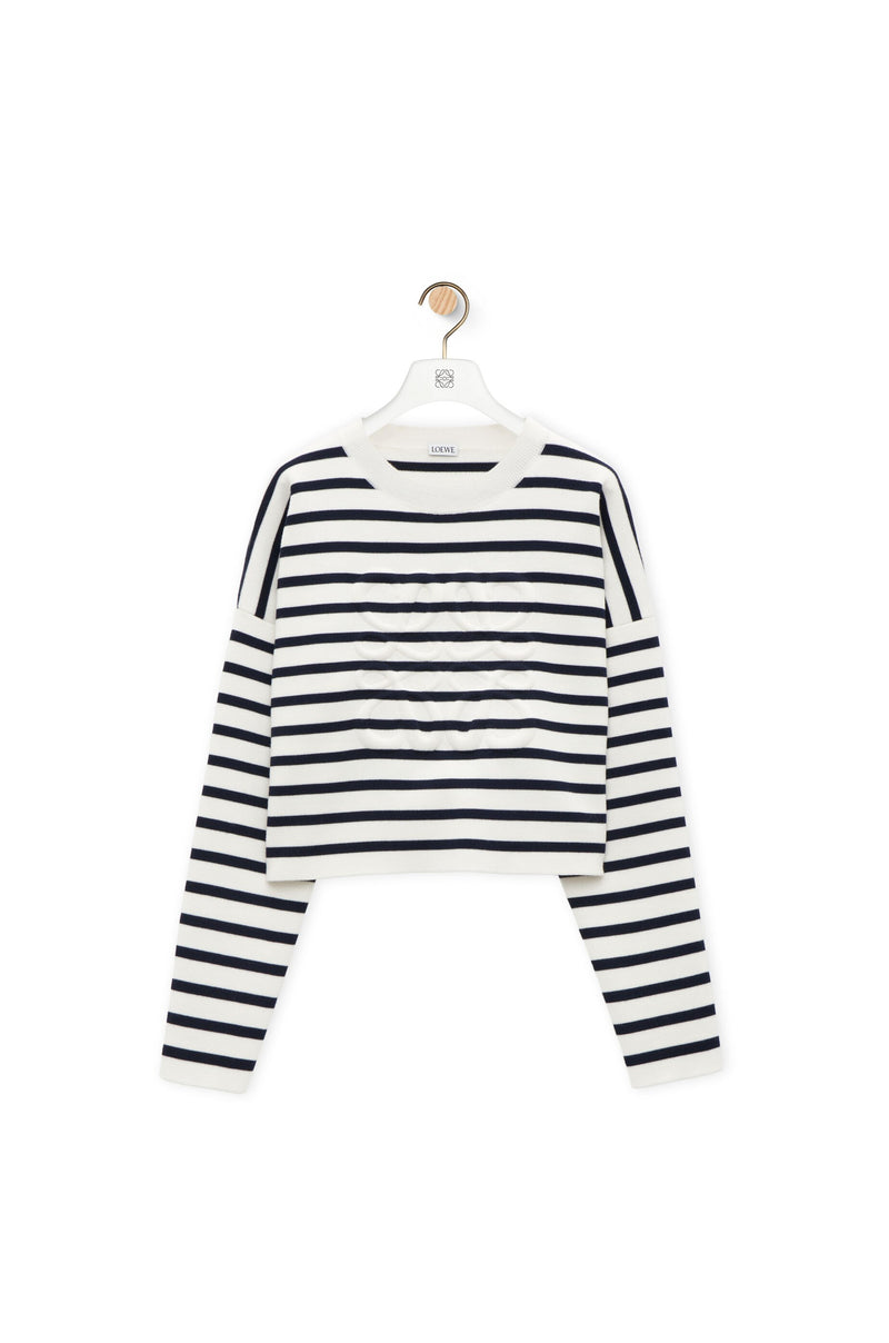 Pull Anagram en laine Blanc Cassé/ Bleu Marine LOEWE