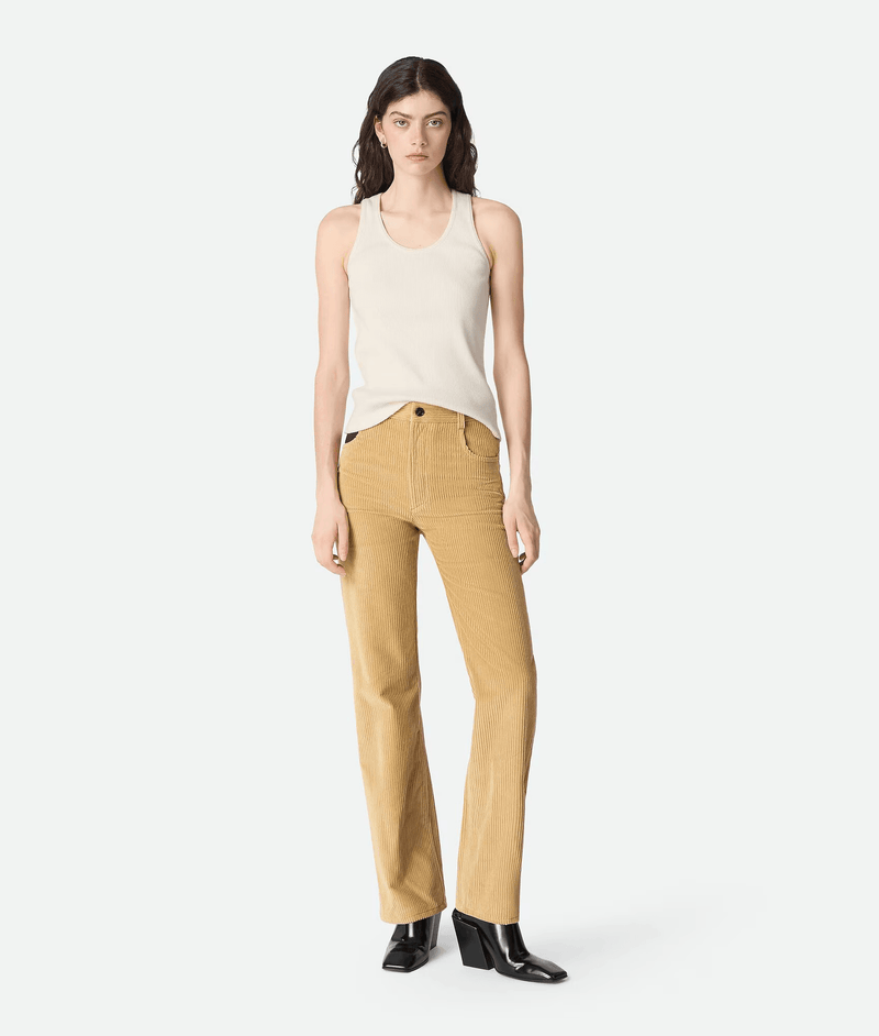 "Cotton ribbed cotton velvet pants Pale Oak / Camel" BOTTEGA VENETA