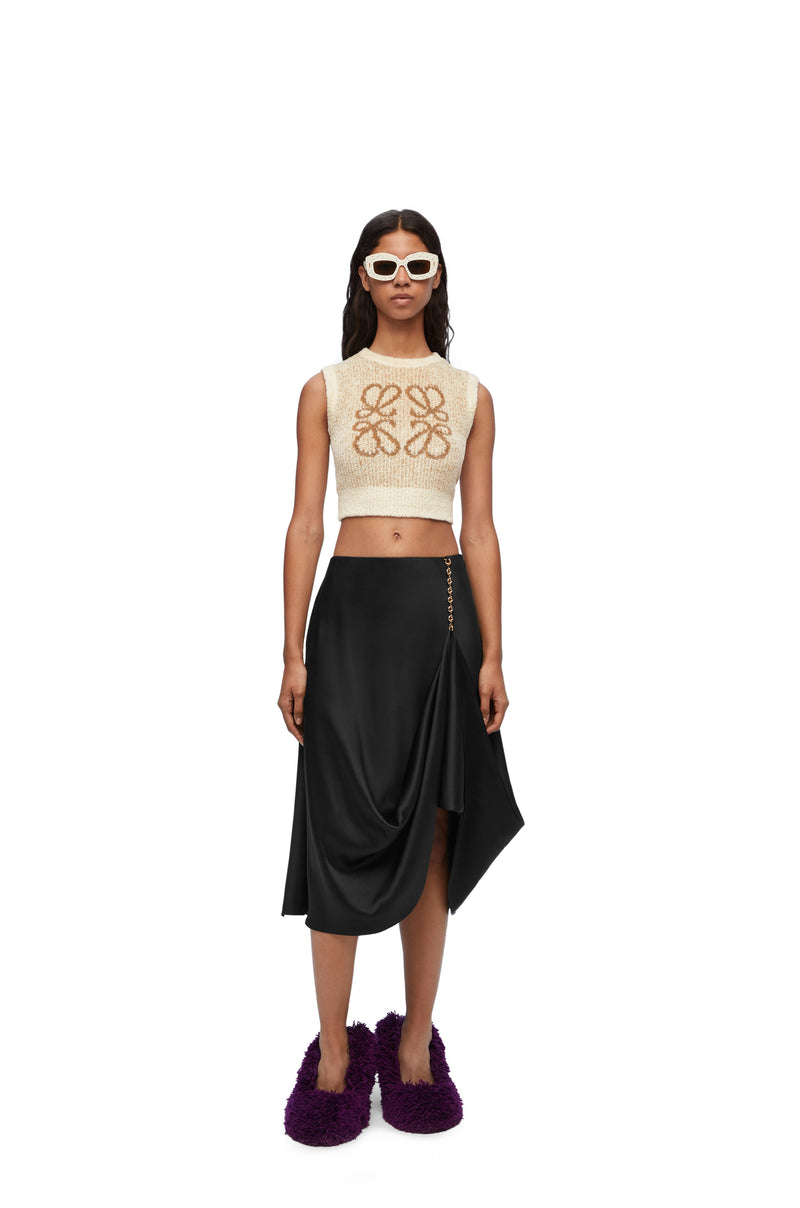 Silk skirt with chain Black / Gold loewe