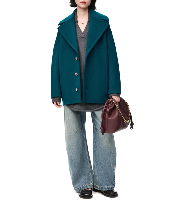 Manteau court en laine Vert Foncé LOEWE