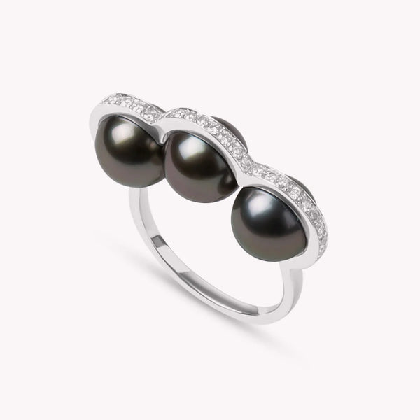 Ring La Réserve - Gray Gold, Diamonds and Tahiti D1928 pearls