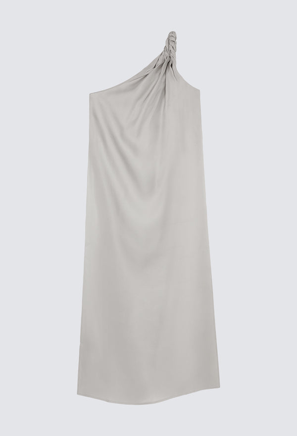 "Adela Midi Tursdée dress with a gray silver shoulder" Loulou Studio