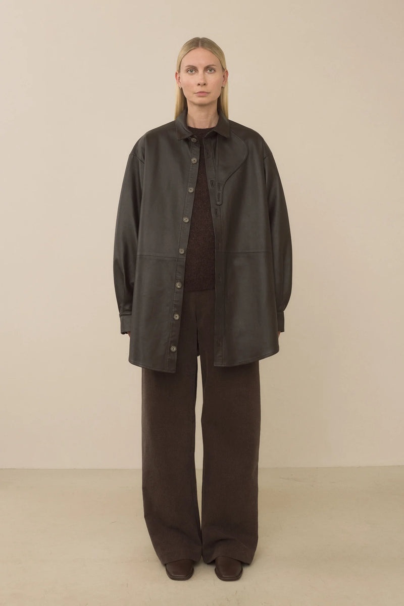 "Gaiter in espresso leather" Lauren Manoogian