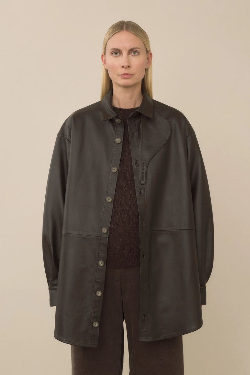 "Gaiter in espresso leather" Lauren Manoogian