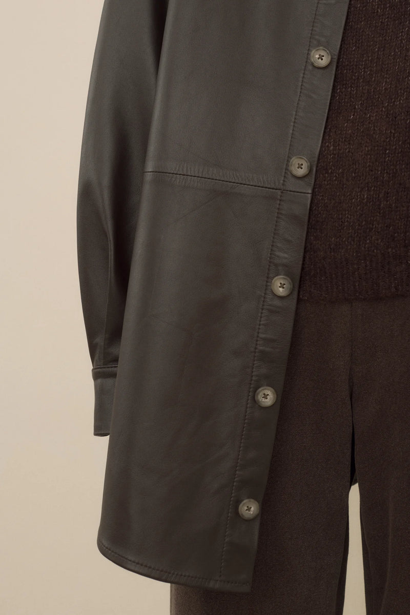 "Gaiter in espresso leather" Lauren Manoogian