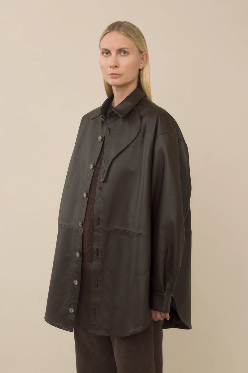 "Gaiter in espresso leather" Lauren Manoogian