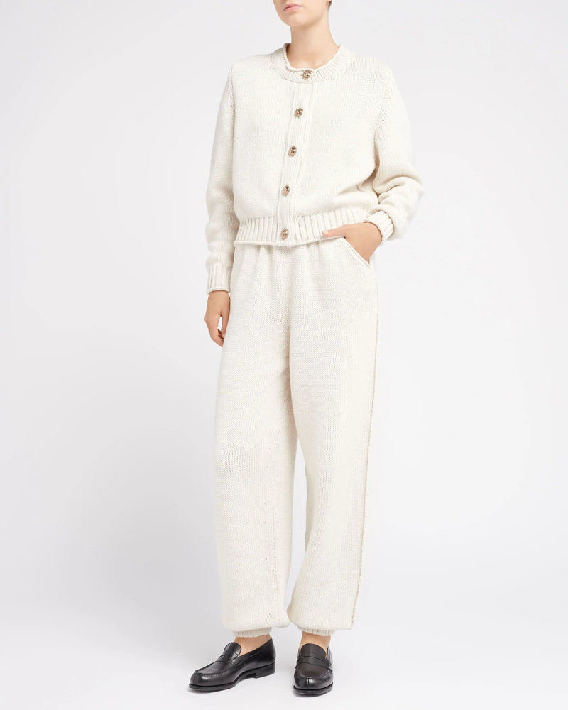 Thick pants in white cashmere barrie