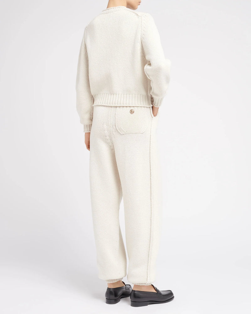 Thick pants in white cashmere barrie