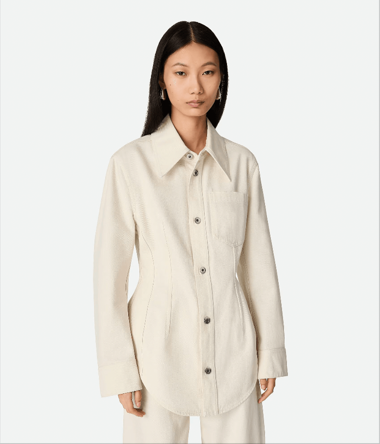 "Ultra-discolored denim shirt pale meringue crushed" BOTTEGA VENETA