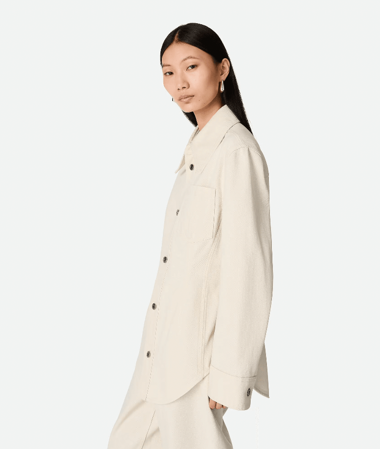 "Ultra-discolored denim shirt pale meringue crushed" BOTTEGA VENETA