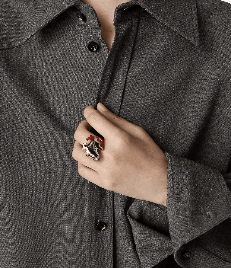 "Rana White/Dark Green ring" BOTTEGA VENETA