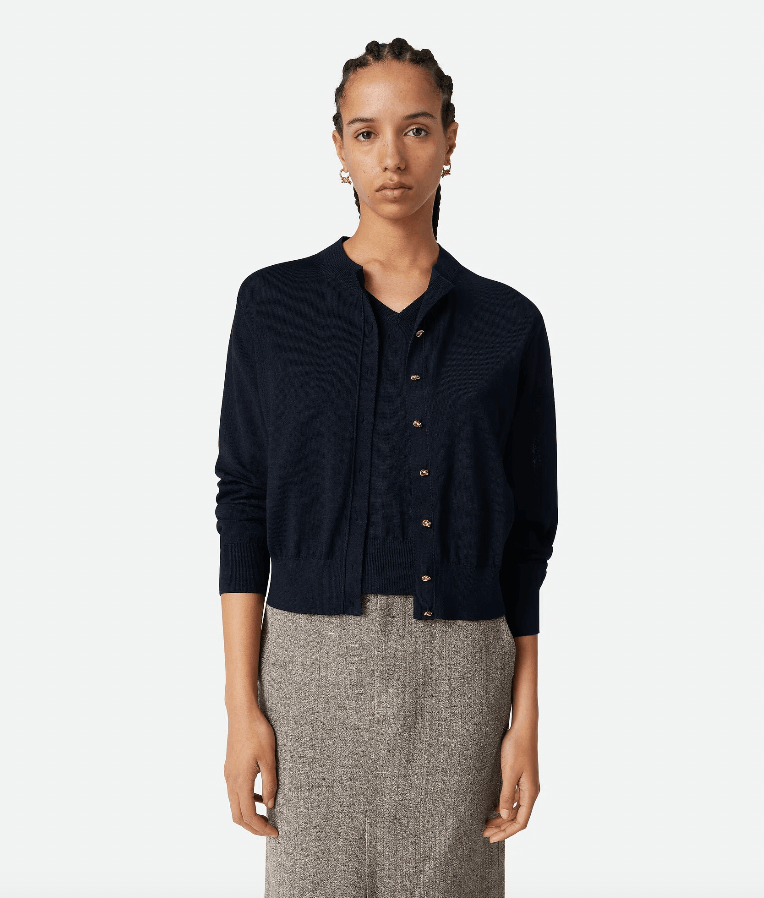 "Twinset en coton et viscose Navy" BOTTEGA VENETA