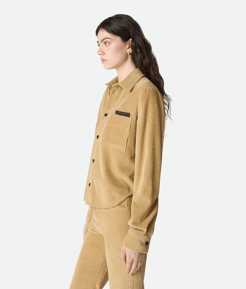 "Cotton ribbed cotton velvet pants Pale Oak / Camel" BOTTEGA VENETA