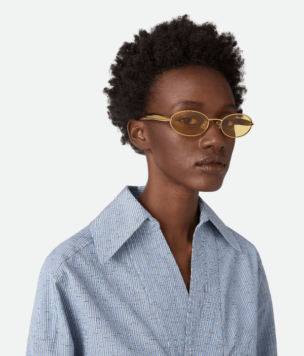 "Lunettes de soleil  ovales Sardine Gold/Yellow" BOTTEGA VENETA